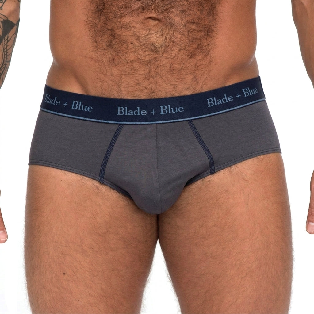 Gray Blue Classic Fit Brief Underwear - Made In USA