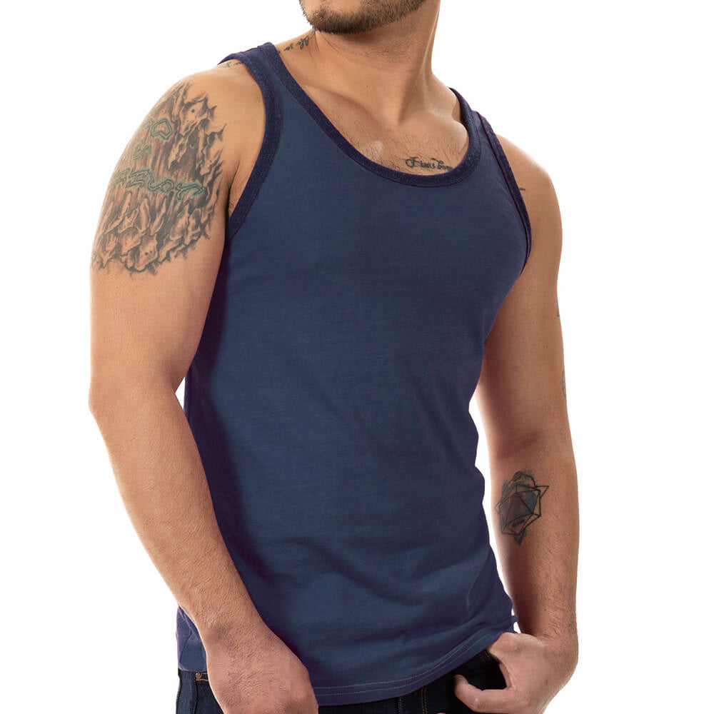 "Varsity Tank" Tri-Blend Tank Top in True Blue Heather (Size XL)