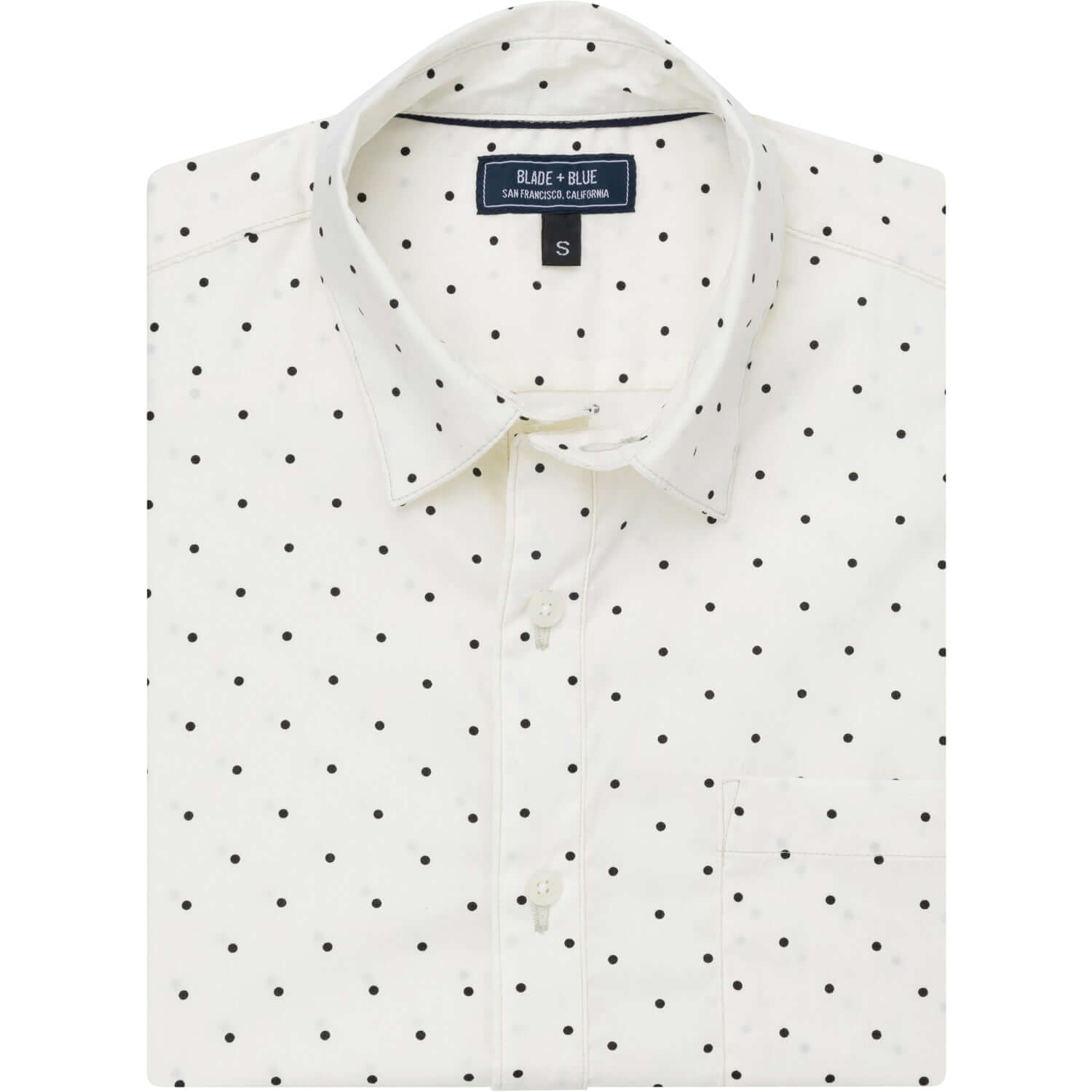 PRINCE Short Sleeve Shirt in White with Black Polka Dot Print