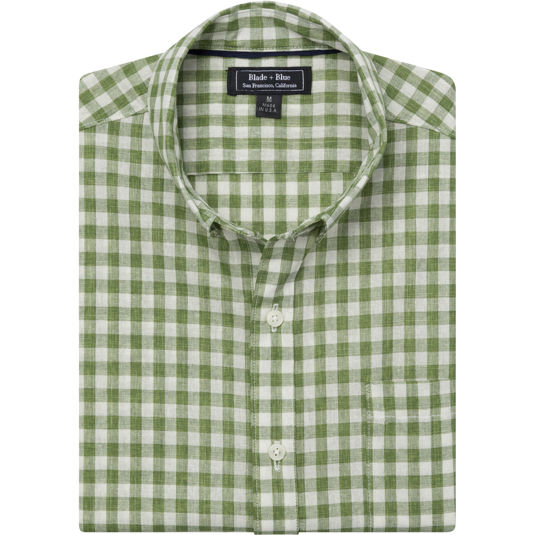 McNEIL Short Sleeve Shirt in Sage Green &amp; White Gingham Check