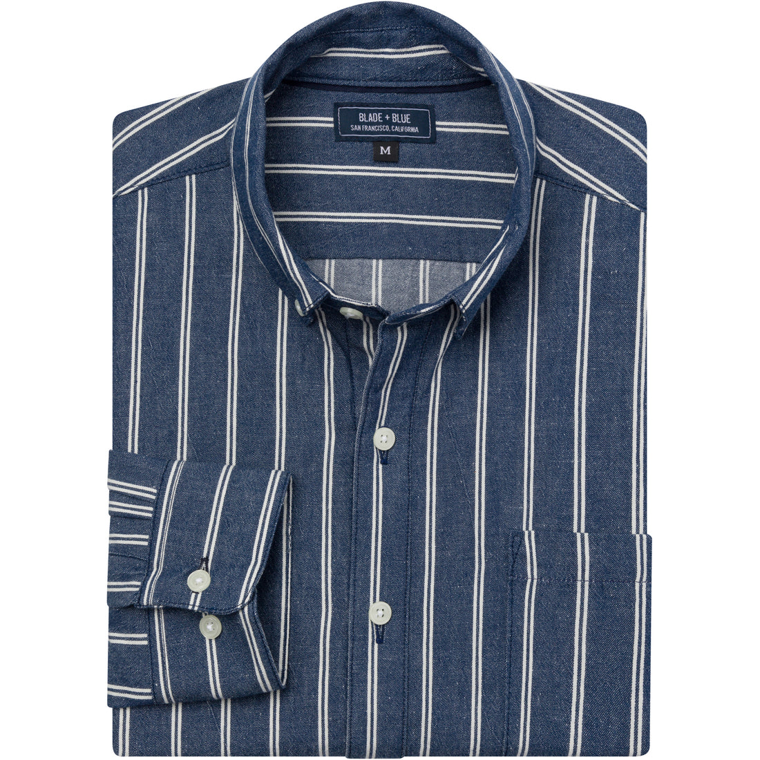 DOUGLAS Chambray Long Sleeve Shirt in Double Stripe
