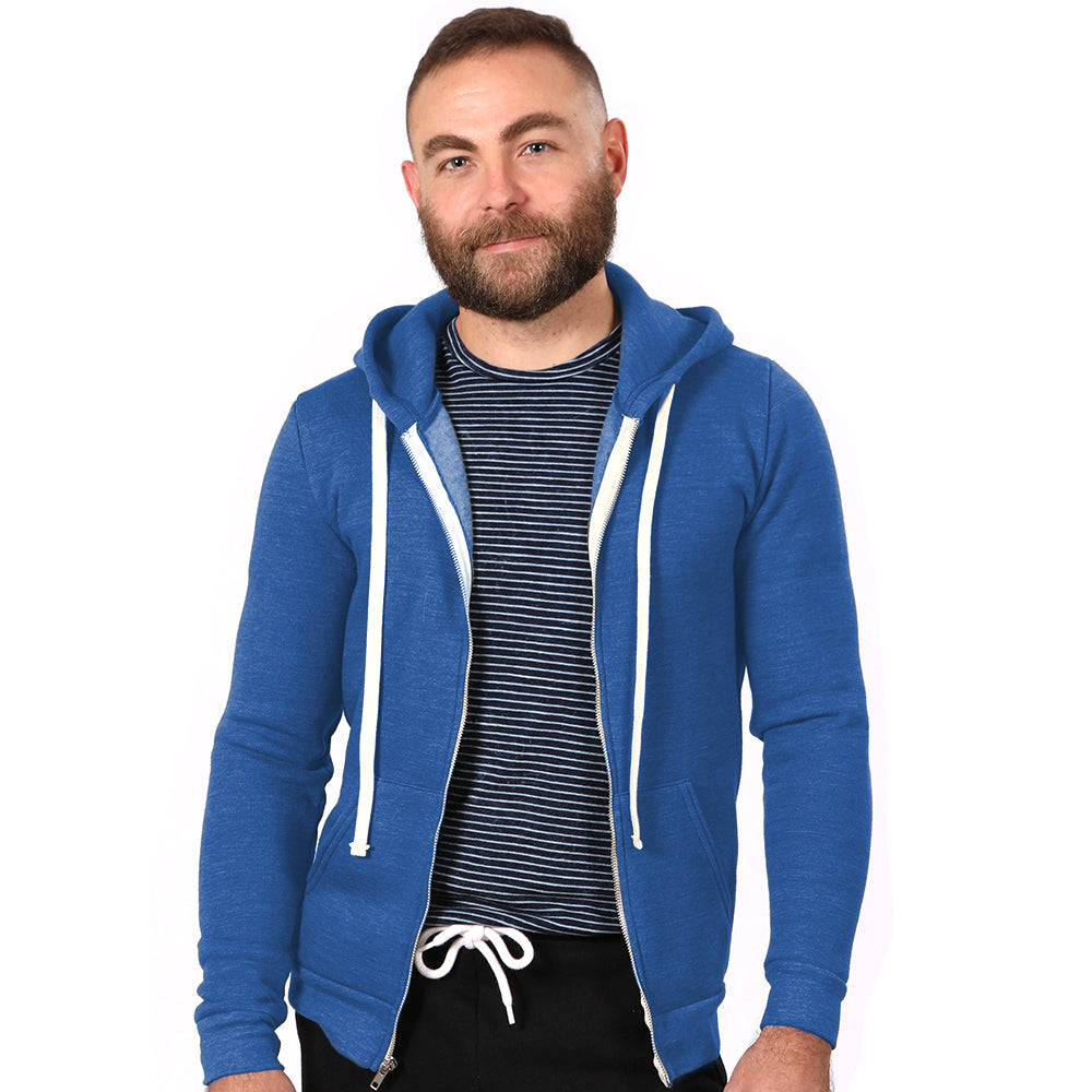 The "JUMPER": Royal Blue Heather Marled Heather Full Zip Hoodie (M)