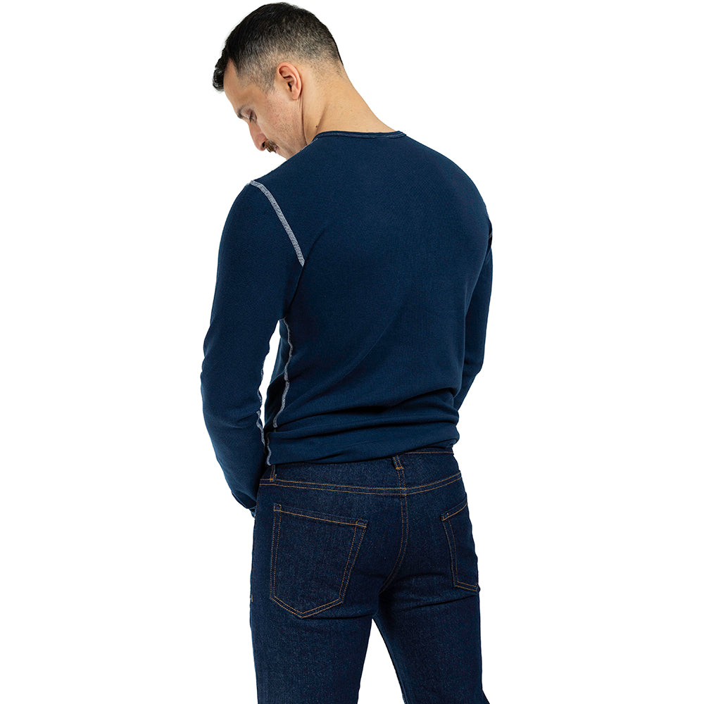 Sailor Navy Baby Thermal Long Sleeve Henley Shirt
