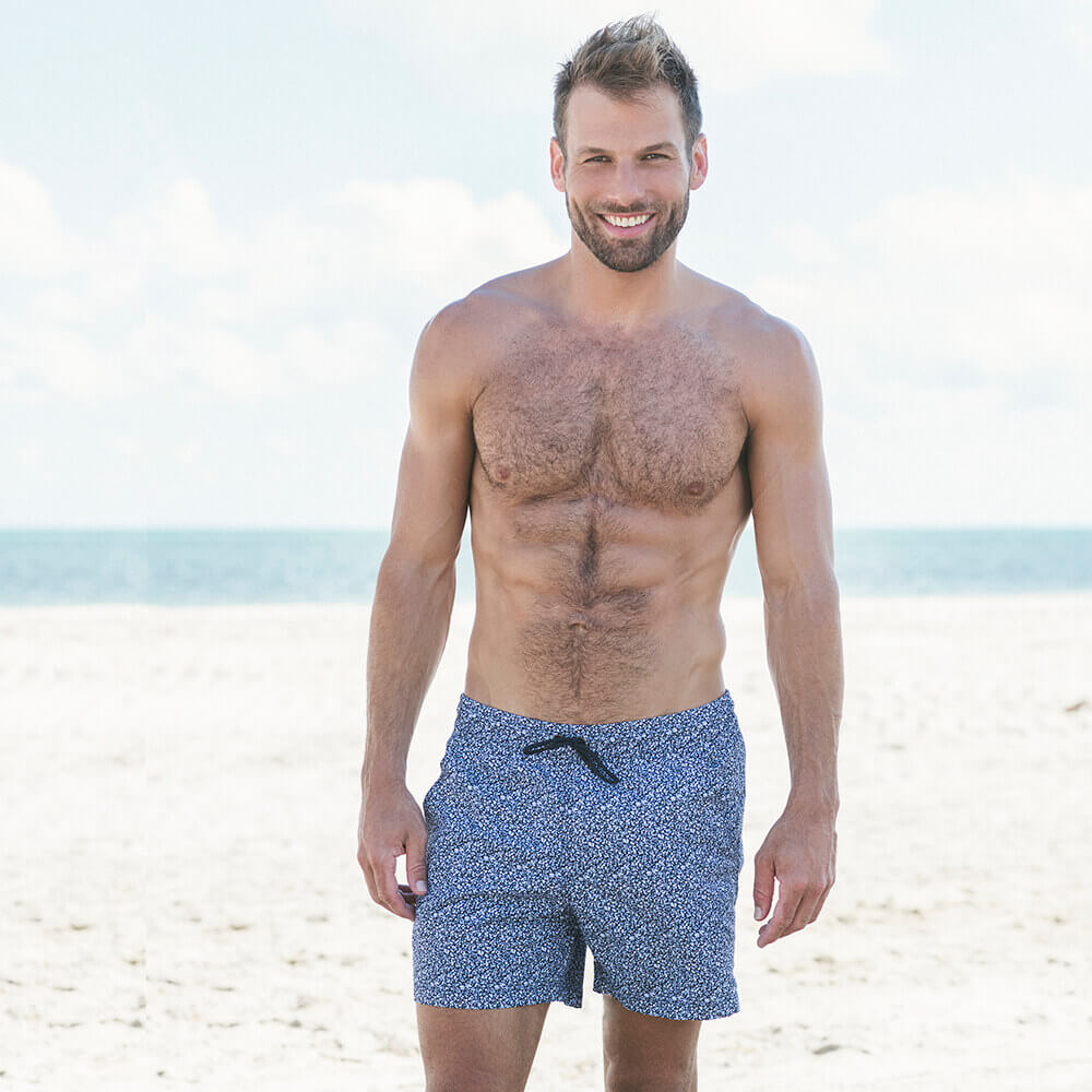 5" Inseam Swim Trunk in Blue Mini Floral