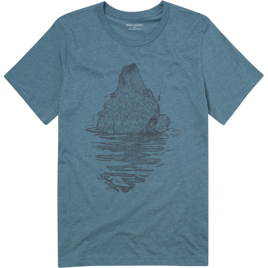 Teal Blue Crystallized Emerging Bear Graphic T-Shirt