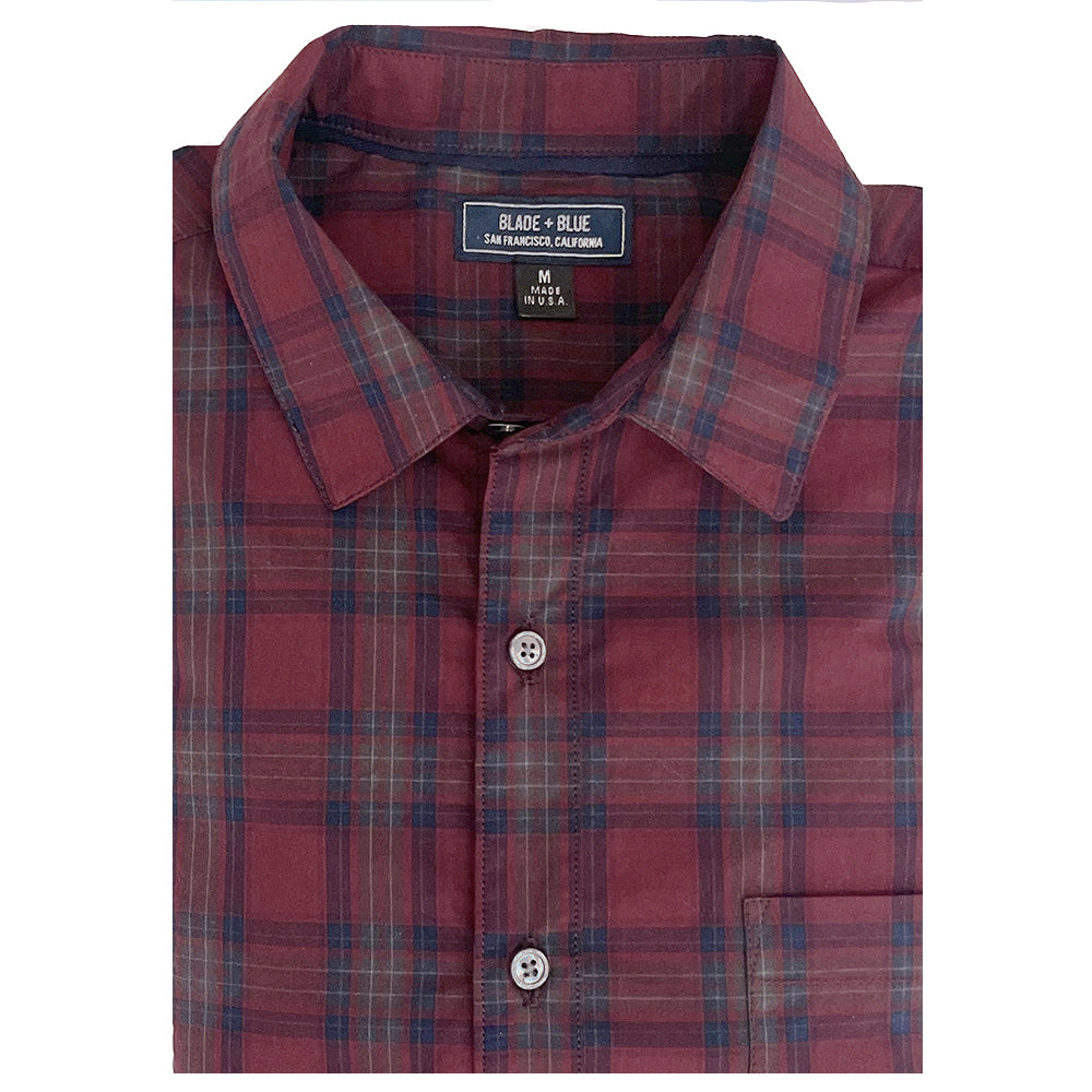 JESSE Long Sleeve Shirt in Navy Red Plaid