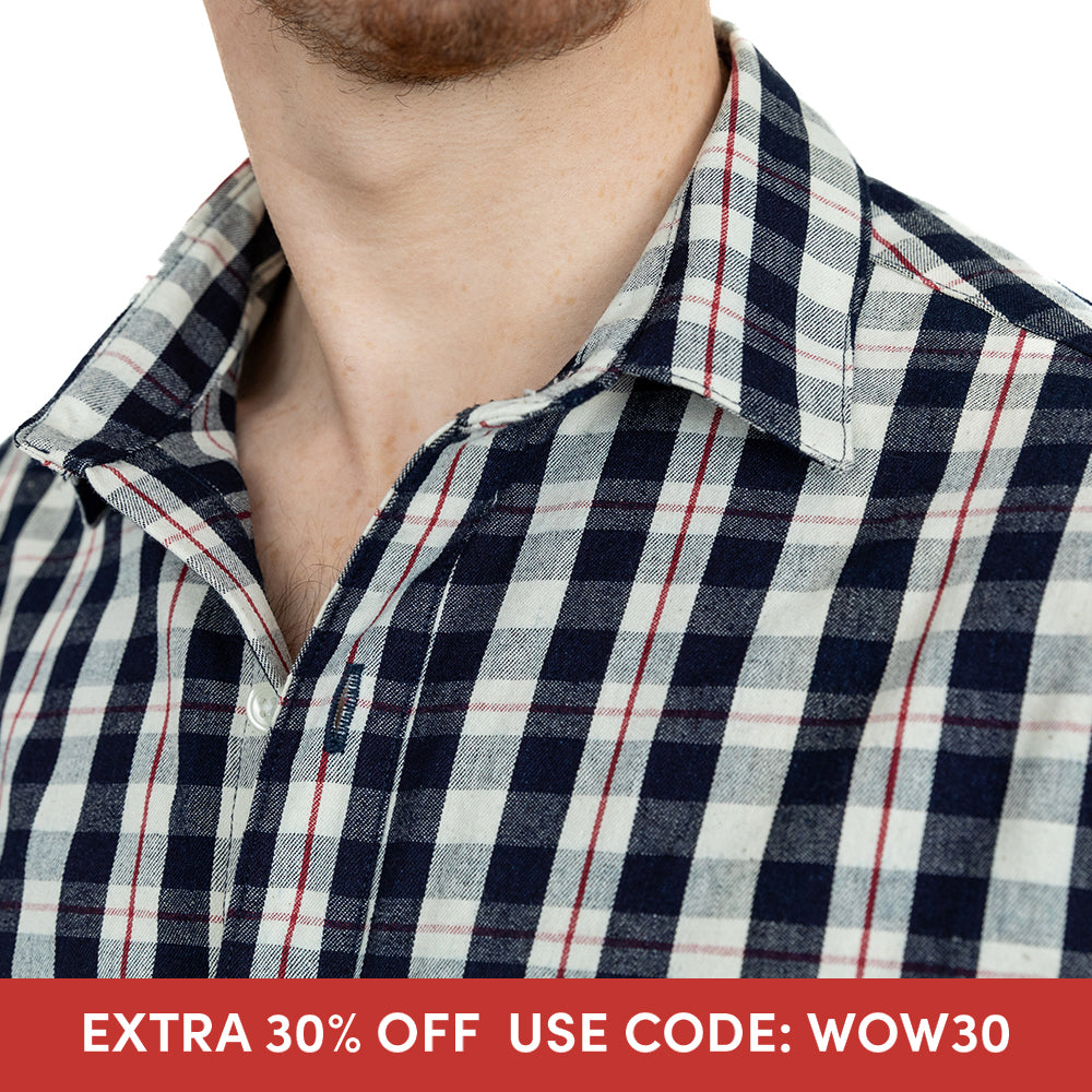 BIRMINGHAM Long Sleeve Shirt in Blue White Check (Size S & M)