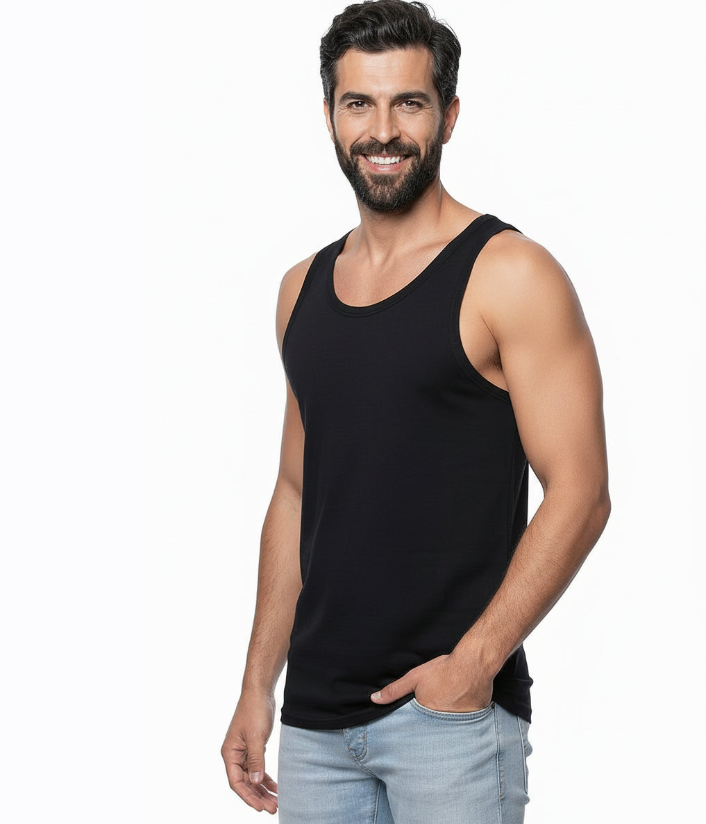 The "Bruiser" Cotton Tank Top in Pure Black