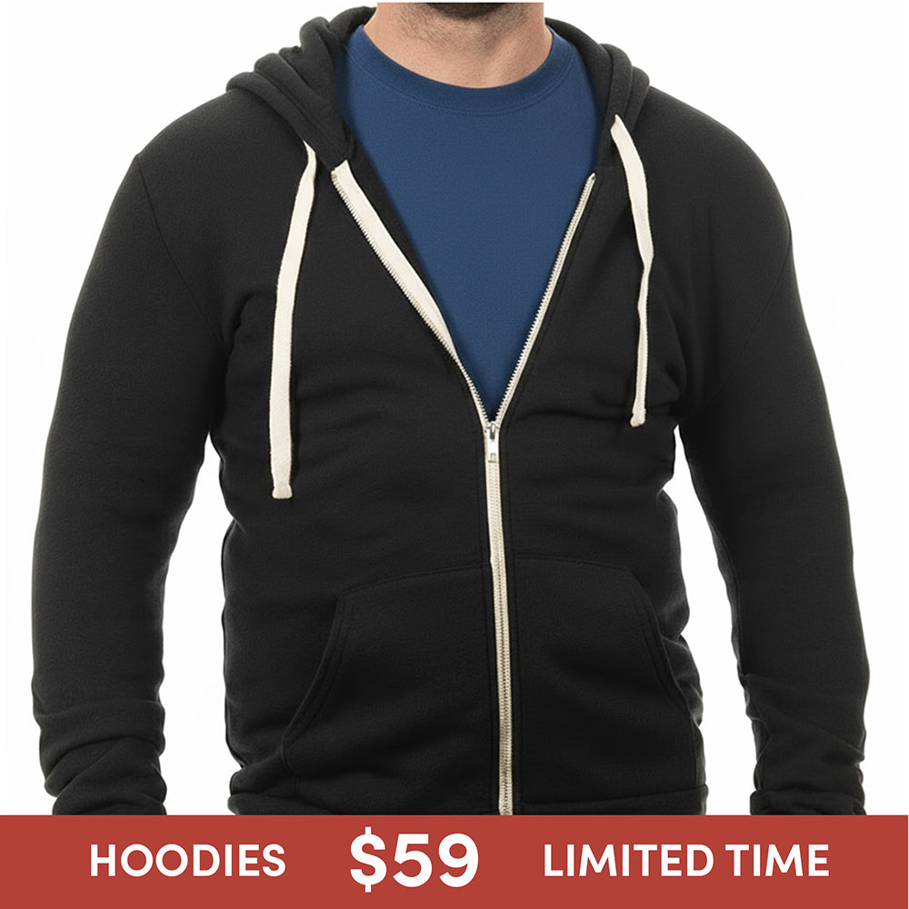 Black Tri-Blend Heather Full Zip Hoodie