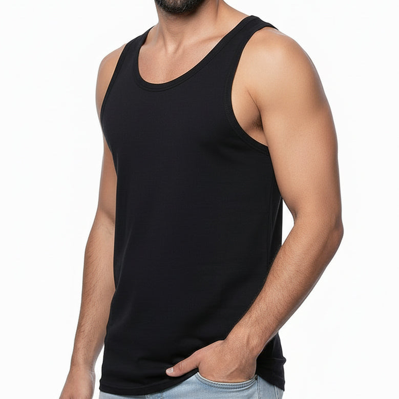 The "Bruiser" Cotton Tank Top in Pure Black