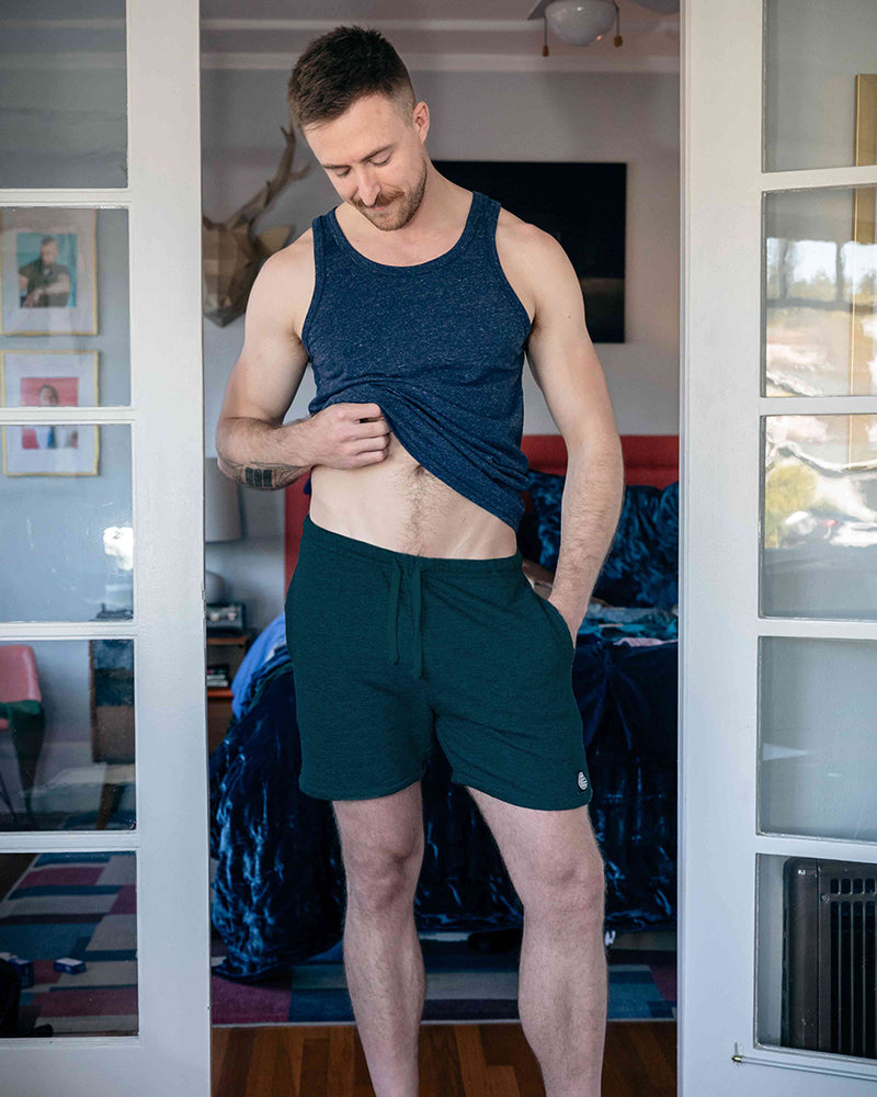 The Cruiser French Terry 5" Varsity Sweat Shorts in Crystal Teal Blue - Made In USA