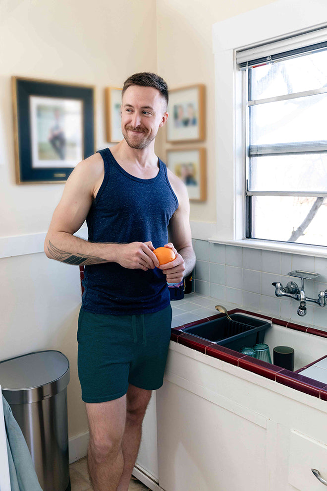 The Cruiser French Terry 5" Varsity Sweat Shorts in Crystal Teal Blue - Made In USA