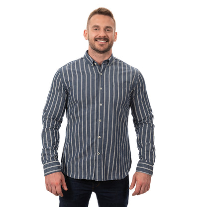 DOUGLAS Chambray Long Sleeve Shirt in Double Stripe