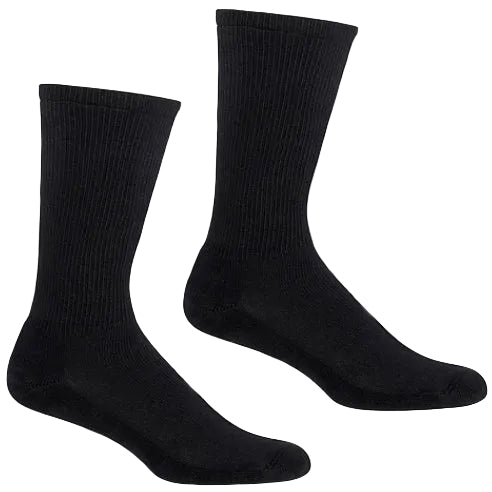 Solid Ribbed Crew Sock in Black - Made in USA