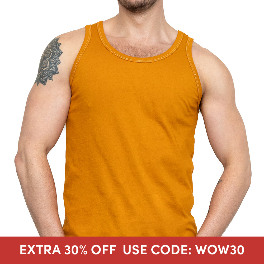 The "Bruiser" Cotton Tank Top in Varsity Gold