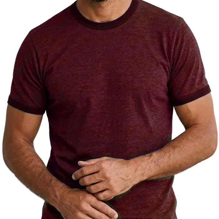 The "BLOCKER" Deep Cranberry Tonal Overdyed Tri-Blend Ringer T-Shirt