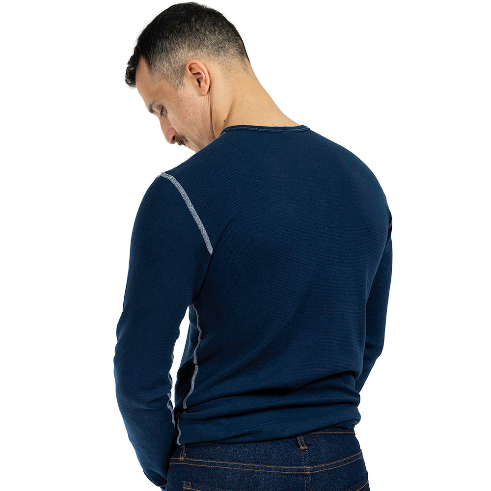 Sailor Navy Baby Thermal Long Sleeve Henley Shirt