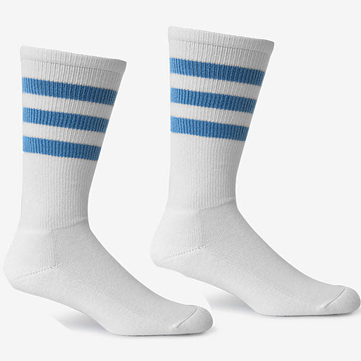White & Baby Blue Active Stripe Socks