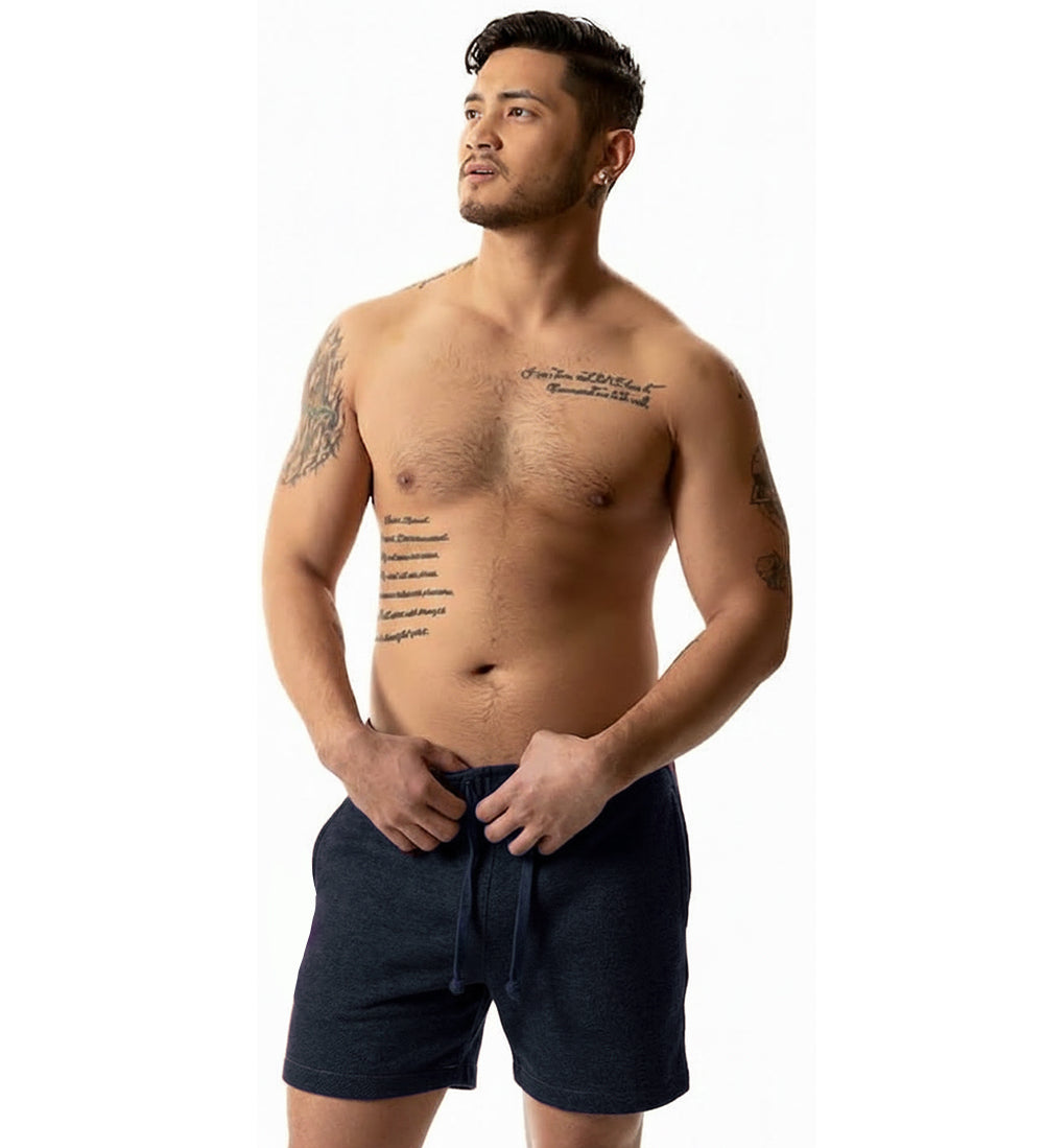 The Cruiser French Terry 5" Varsity Sweat Shorts in Blue-Black - Made In USA