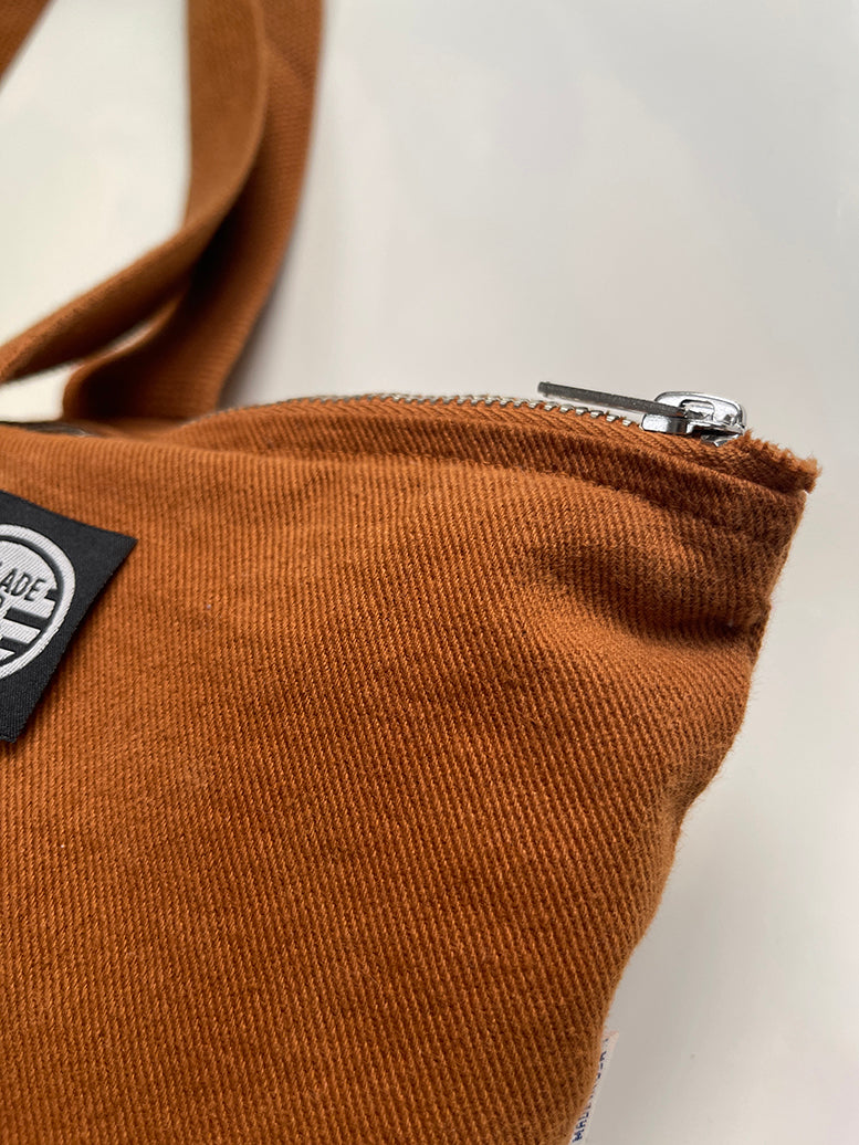 Zip-Top Tote Bag in Copper Cotton Canvas