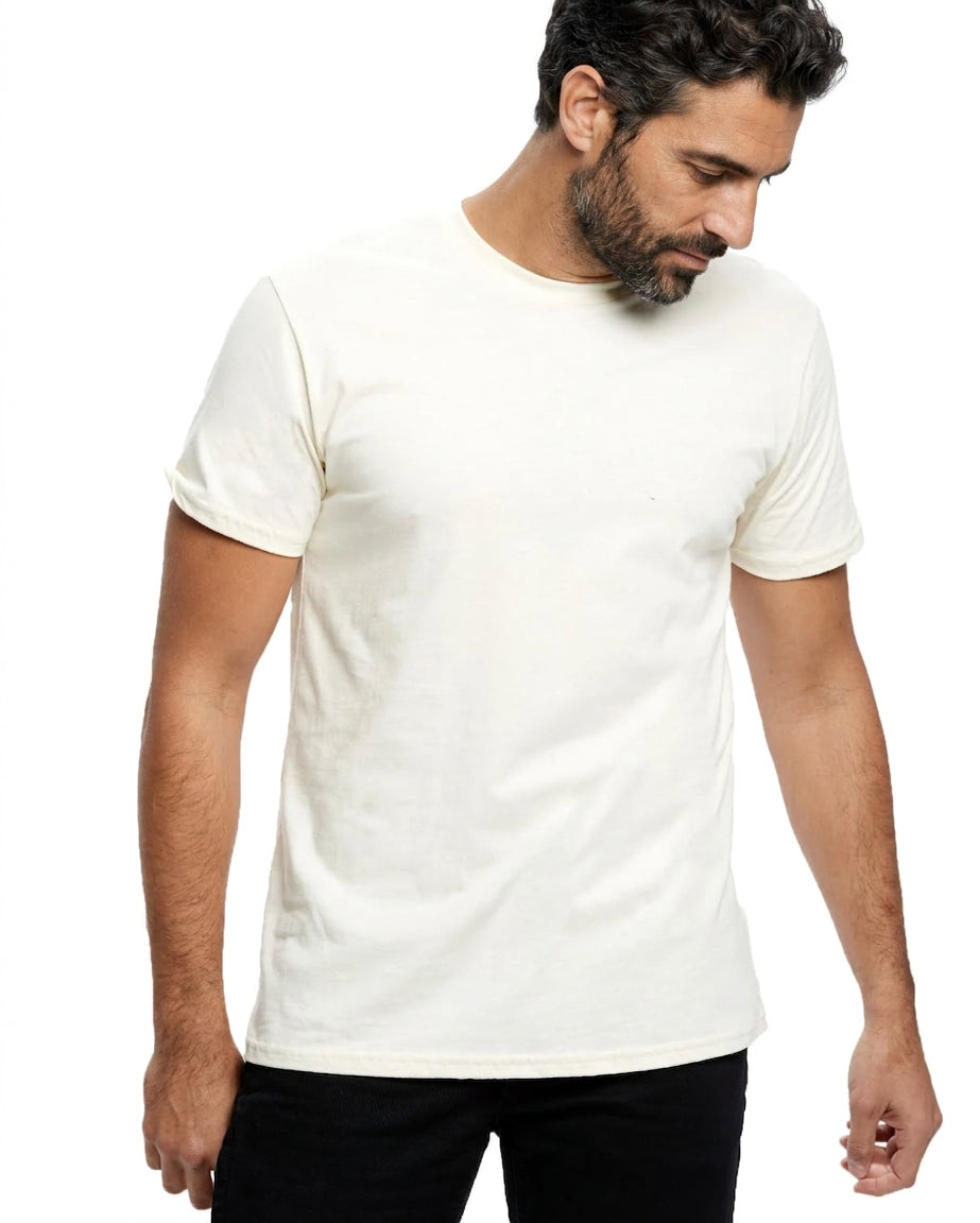 "Fielder": Cream Cotton Crew T-Shirt
