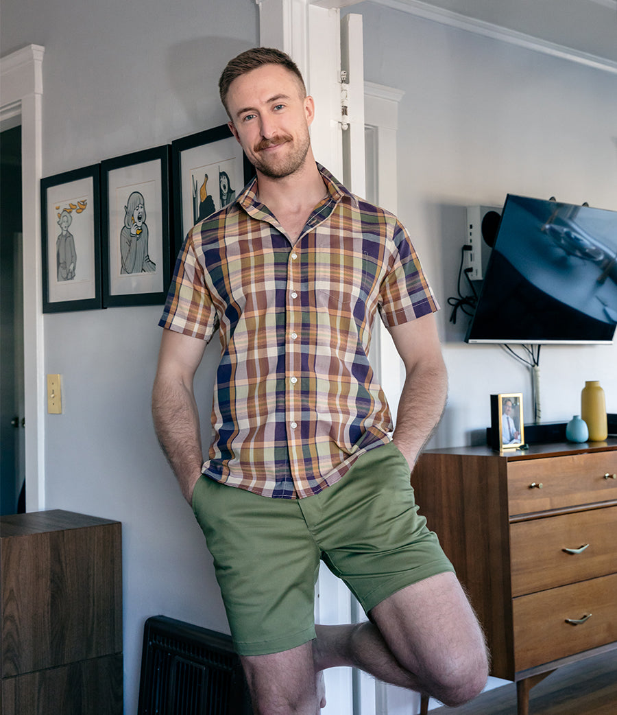 DANTE Short Sleeve Shirt in Madras Plaid (Size L)