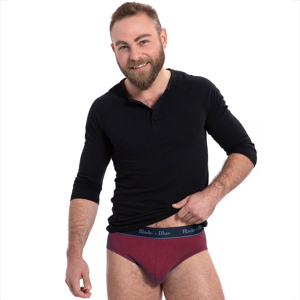 Burgundy Low Rise Brief Underwear - Made In USA (Size XL)