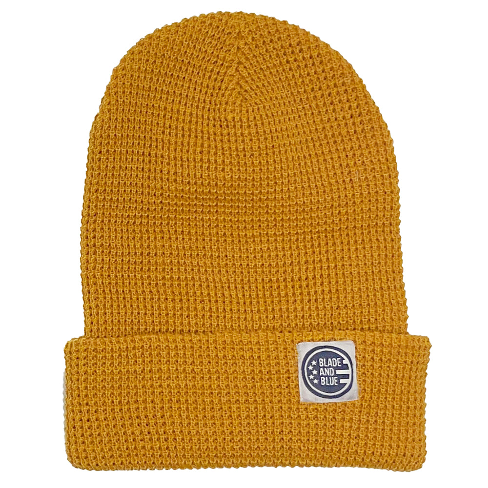 Ocre Waffle Knitted Beanie Cap