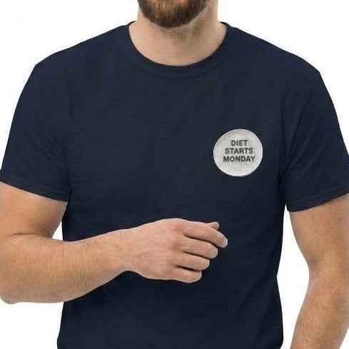 "DIET STARTS MONDAY" Navy Blue Graphic T-Shirt