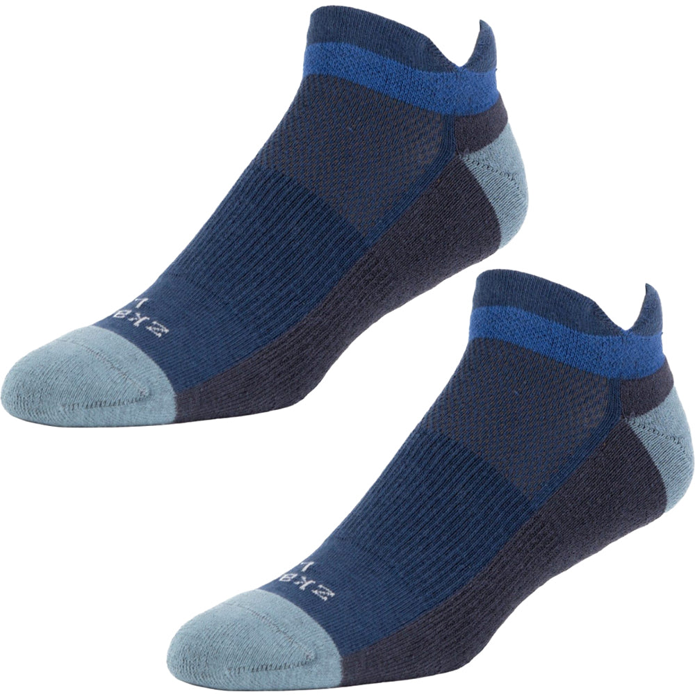 Ascent Performance Organic Cotton No-Show Sock in Dark Blue- Made in USA by Zkano