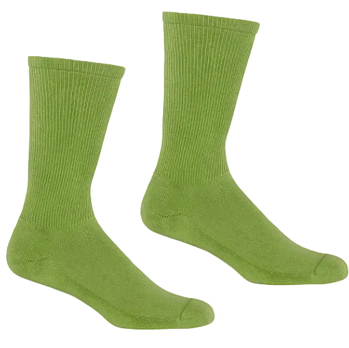 Solid Ribbed Crew Sock in Lime - Made in USA