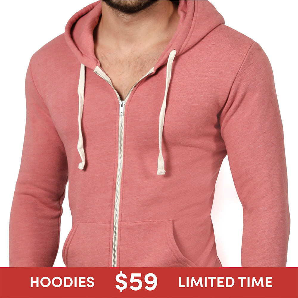 Dusty Rose Pink Full Zip Hoodie