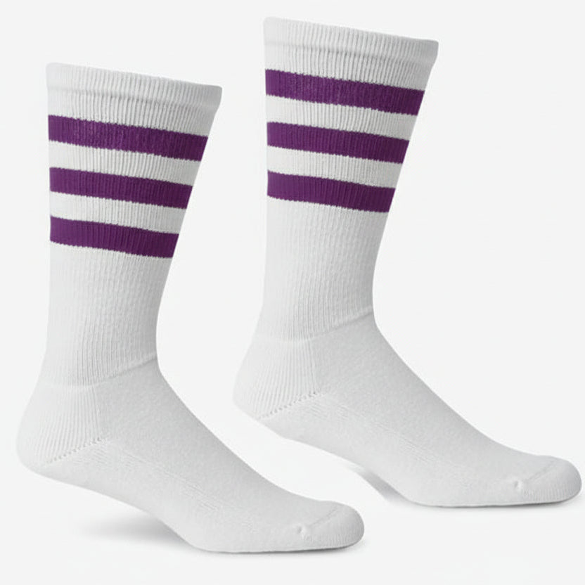 White & Purple Active Stripe Socks