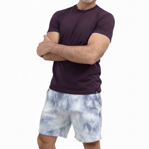 Blue & White Marbled Tie-Dye Hugger Sweat Shorts