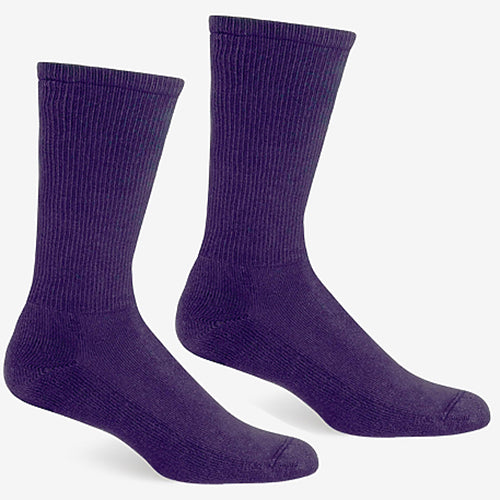 Solid Ribbed Crew Sock in Varsity Purple - Made in USA