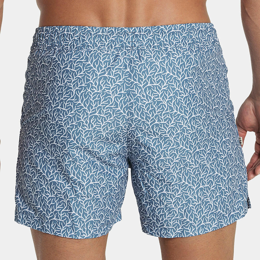 5" Inseam Swim Trunk in Light Blue Coral Print