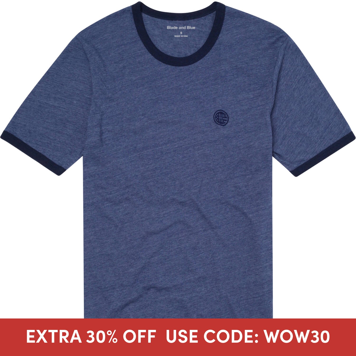 Stone Blue Tri-Blend Varsity Ringer T-Shirt (SIZE M & XXL)