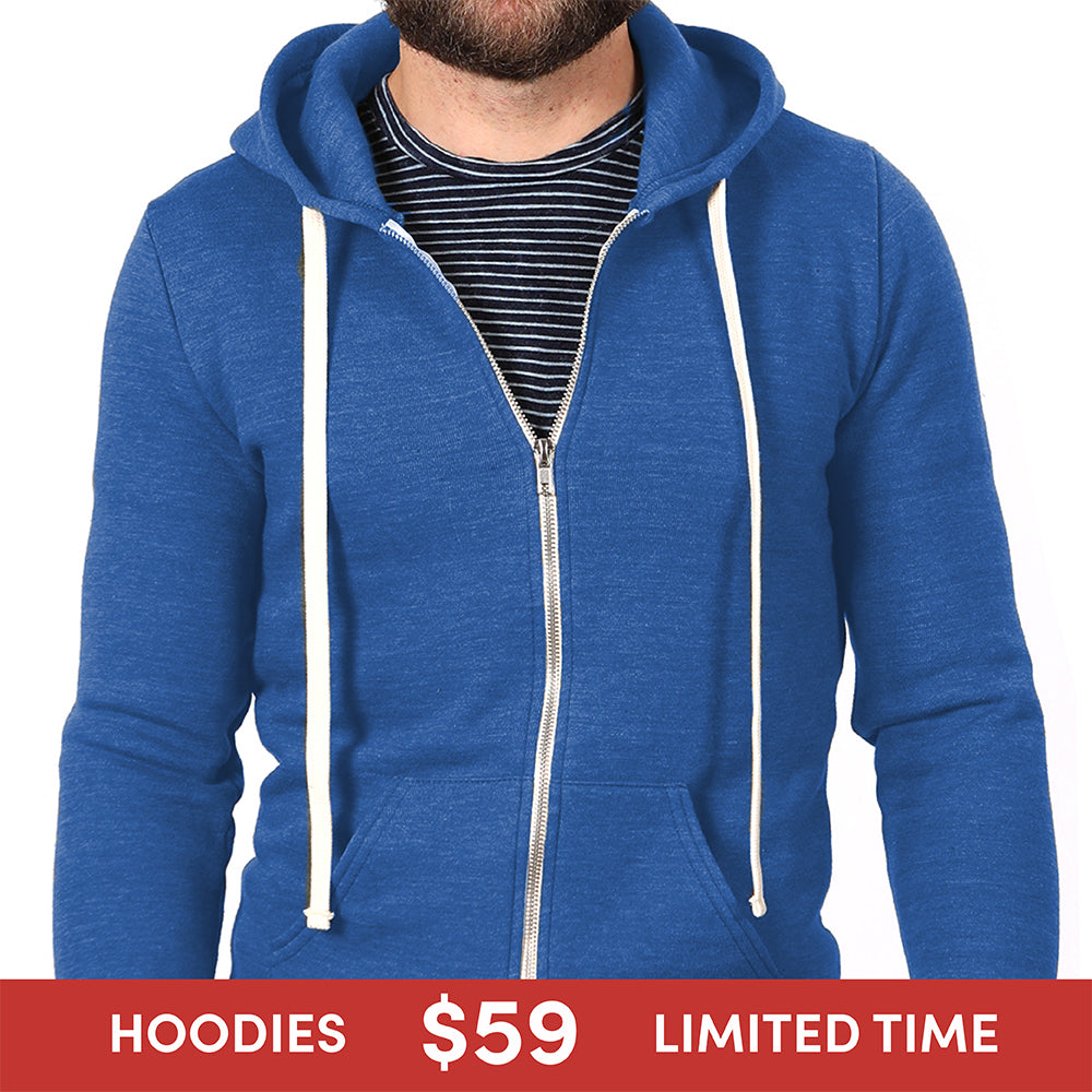 Royal Blue Marled Heather Full Zip Hoodie