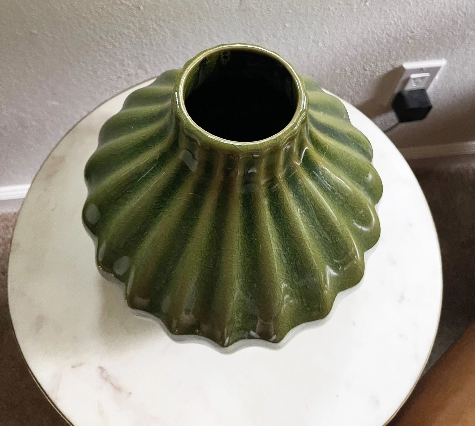 Vintage Olive Green "Onion" Bulb Vase