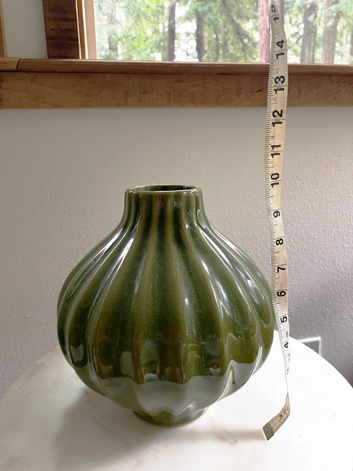 Vintage Olive Green "Onion" Bulb Vase