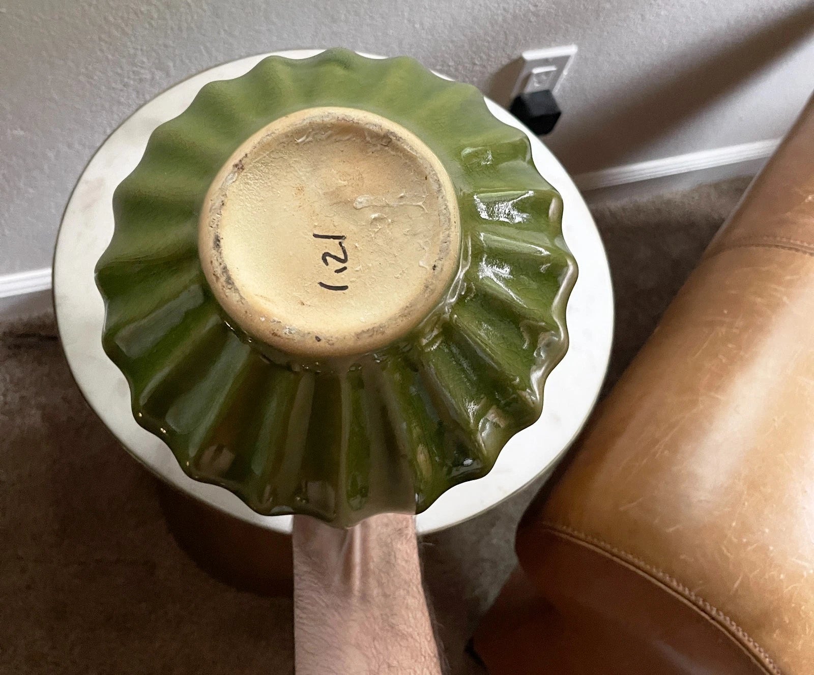 Vintage Olive Green "Onion" Bulb Vase