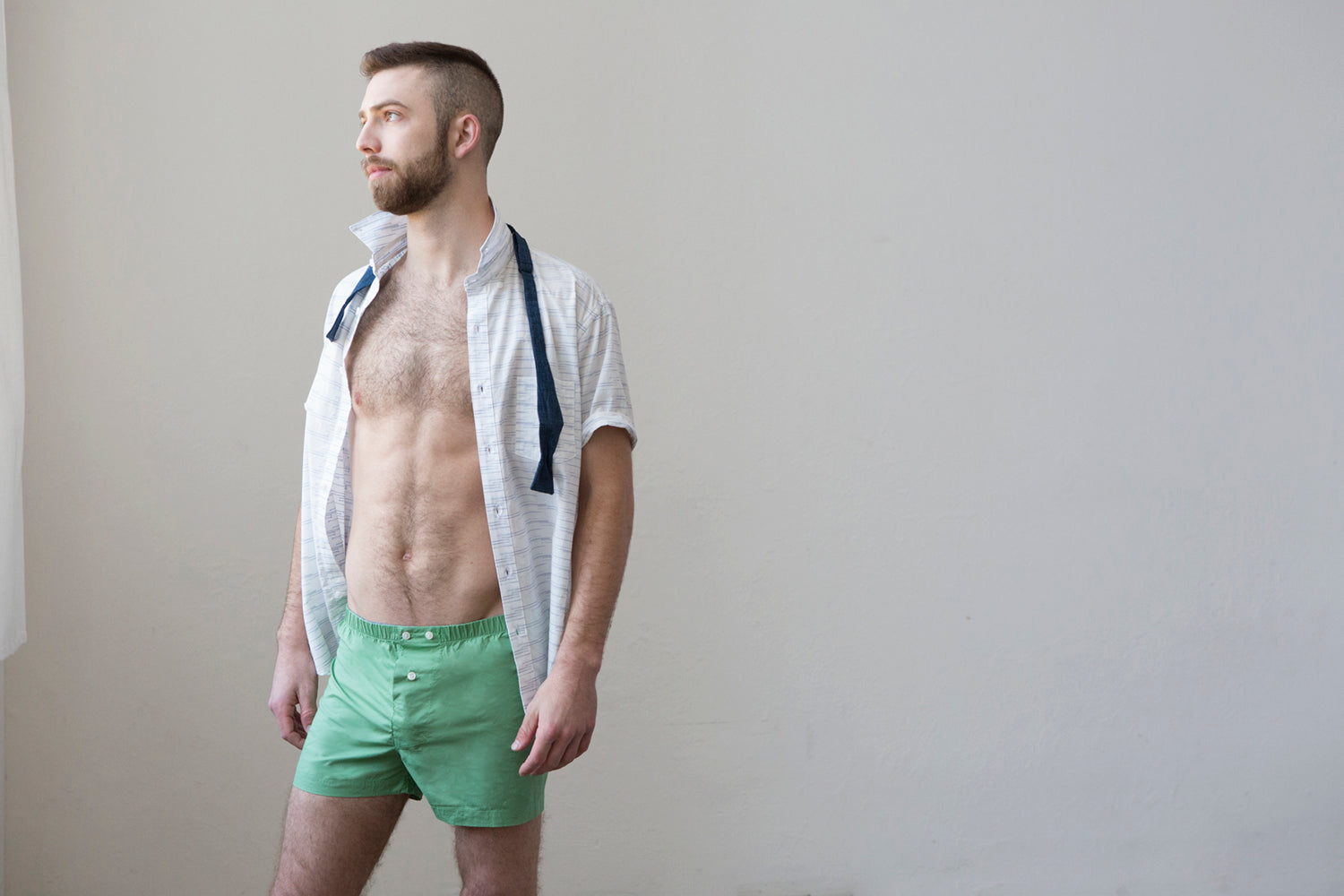 &quot;JENS&quot; - Solid Bright Green Slim-Cut Boxer Short - Made In USA