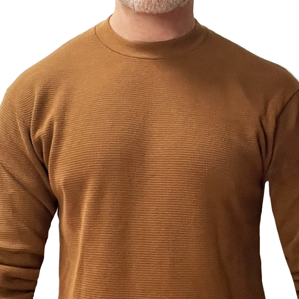 Heavyweight Cotton Army Surplus Sweater Stitch Crewneck in Copper