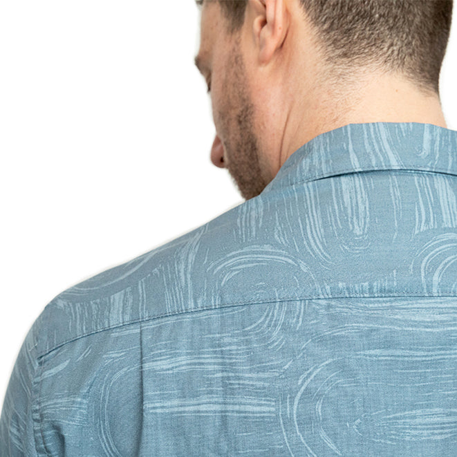 STARLING Short Sleeve Shirt in Blue-Grey Brush Stroke Print
