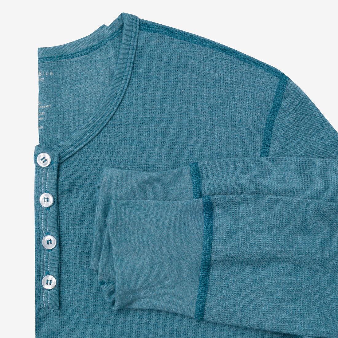 Baby Thermal Long Sleeve Henley In Varsity Teal - Made In USA
