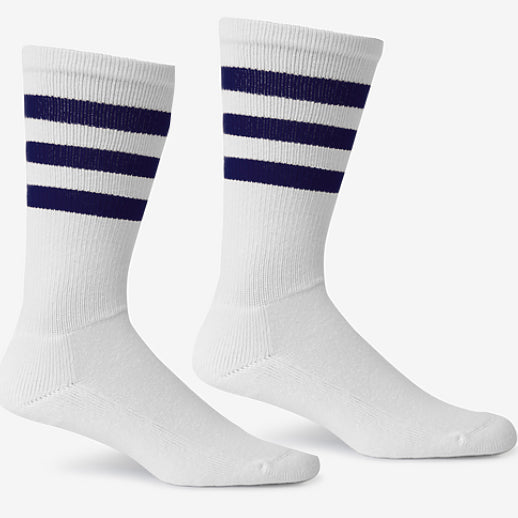 White & Navy Active Stripe Socks