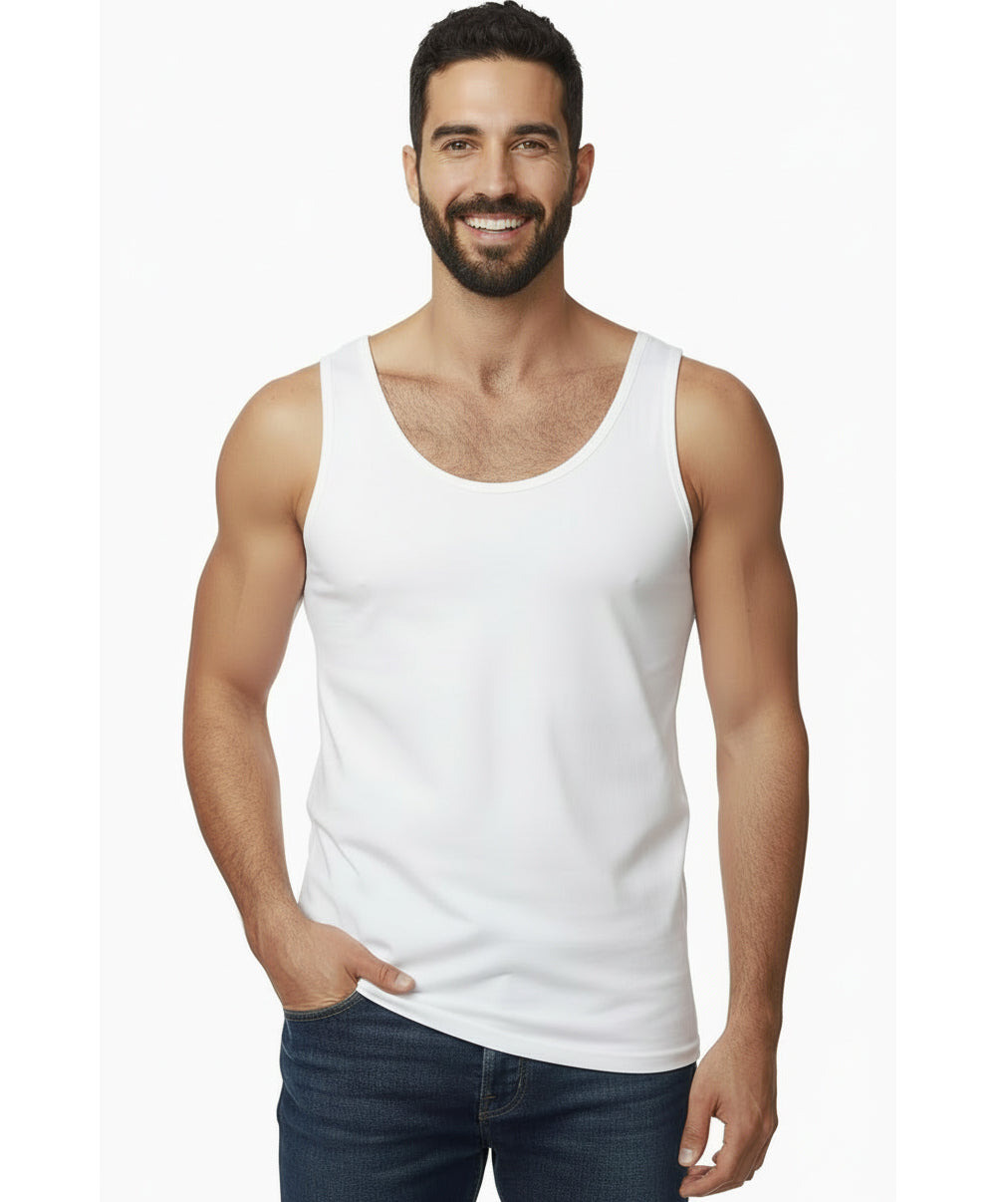 The "Bruiser" Cotton Tank Top in Pure White