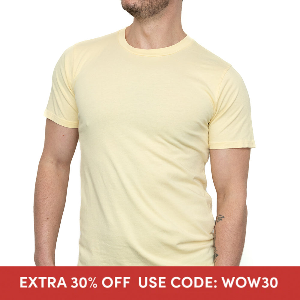 Soft Yellow Pigment Dyed Cotton Classic Short Sleeve Tee - Made In USA (Size M)