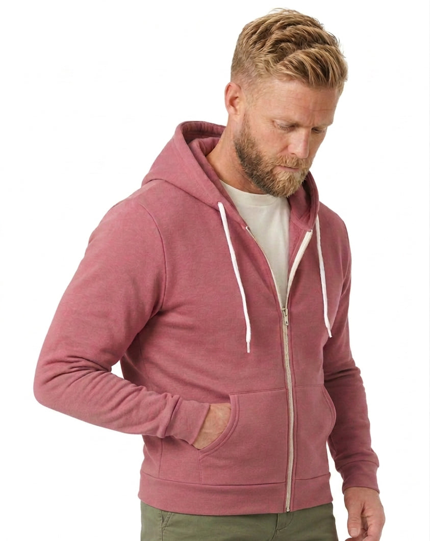 The "Starter" Full Zip 50/50 Hoodie in Red Wine