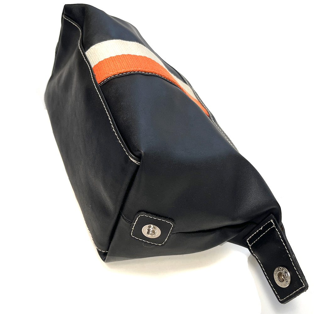 Vintage Striped Leather Dopp Kit Toiletry Bag